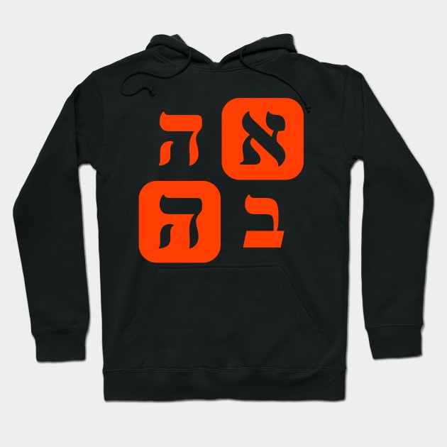 Hebrew Word for Love Ahava Hebrew Letters Grid Orange Aesthetic Hoodie by Hebrewisms